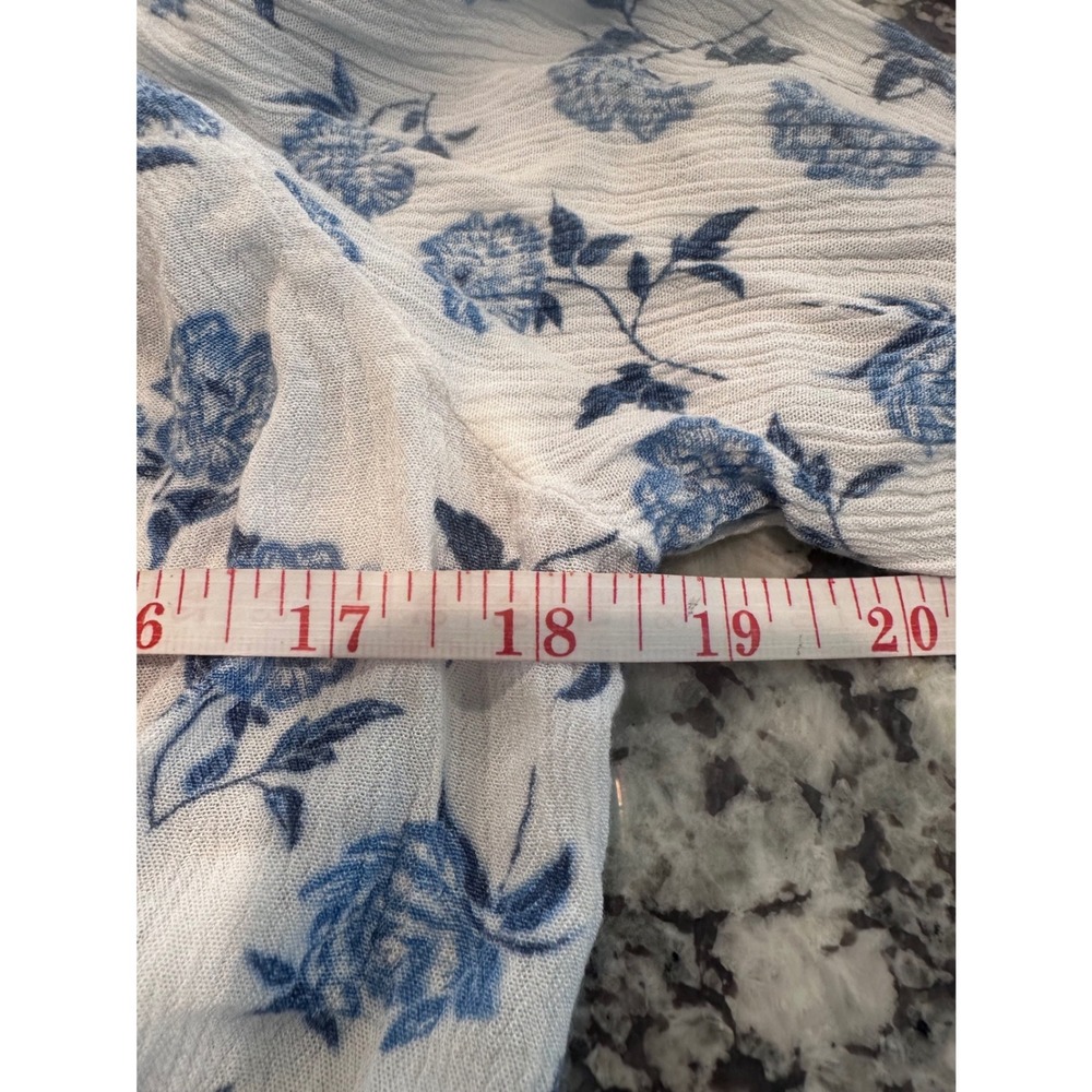Vanilla Star Women Blue Floral Off Shoulder Crop Top Long Sleeve Blouse Size S - Picture 8 of 10